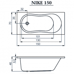 Акриловая ванна Cersanit Nike 150 63346