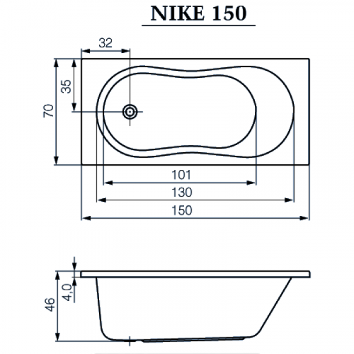 Акриловая ванна Cersanit Nike 150 63346
