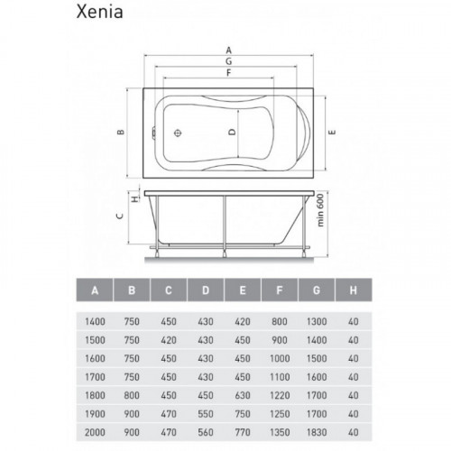 Ванна акриловая Relisan Xenia  170x75 см Гл000000981