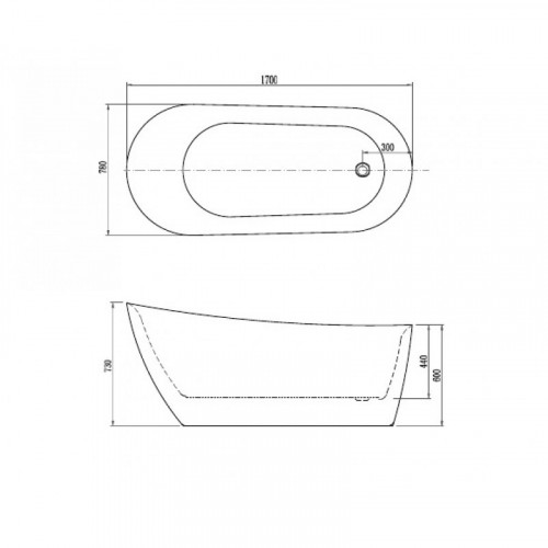 Акриловая ванна Aquatek Лагуна 170x78 см AQ-K133778WT, отдельностоящая