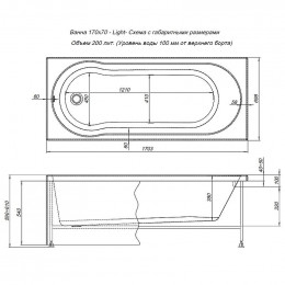 Акриловая ванна Aquanet Light 244927 170х70 белый