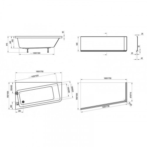 Акриловая ванна Ravak 10° L , 170x100 см C811000000
