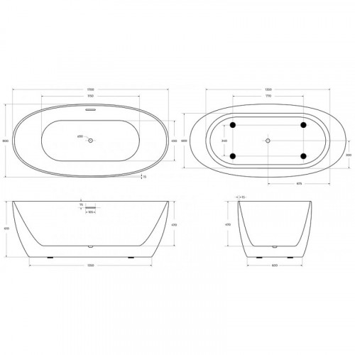 Ванна акриловая BelBagno BB414-1700-800 170х80