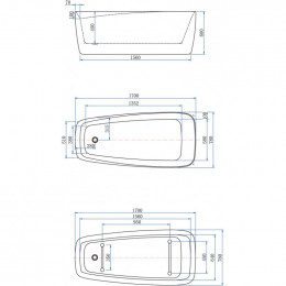 Акриловая ванна Aquanet Family Trend 90778-GW-MB 292984 170х78 белый/черный матовый