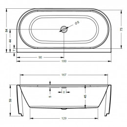 Акриловая ванна Riho Desire Back2Wall 180 BD0700500K00133, 180x84 см
