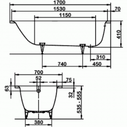 Стальная ванна Kaldewei SANIFORM PLUS 363-1 Easy-clean 170x70