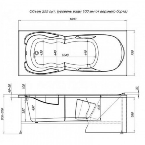 Акриловая ванна Aquanet Viola 242745 180х75 белый