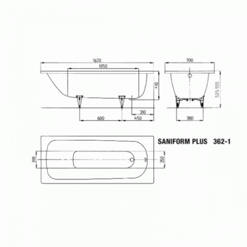 Стальная ванна Kaldewei SANIFORM PLUS 362-1 160x70 Easy-clean