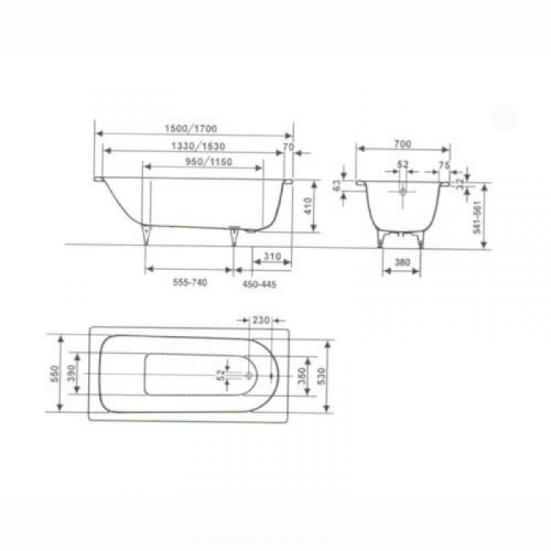 Стальная ванна Kaldewei SANIFORM PLUS 373-1 Standard 170х75