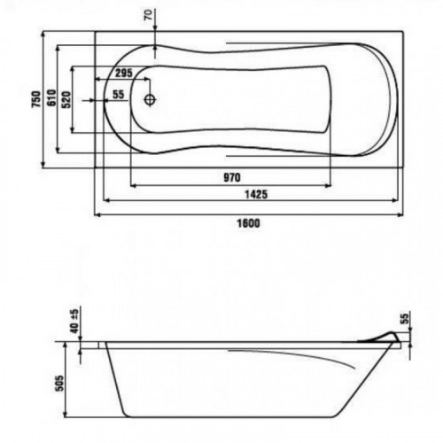 Акриловая ванна Roca UNO ZRU9302869 160x75x50