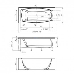 Ванна Marka One PRAGMATIKA 173-155x75 с регулировкой размера 01пр17375