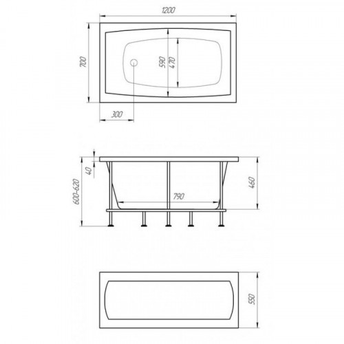 Ванна акриловая Marka One Viola 120x70 01ви1270