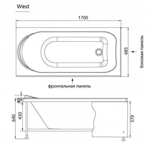 Акриловая ванна Aquanet West 239757 170x70 см