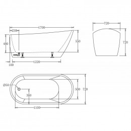 Акриловая ванна BelBagno BB62-1700-W0 170х72 без перелива белый