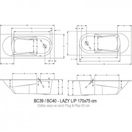 Акриловая ванна Riho Lazy Plug&Play 170 BD7900500000000, 170x75 см