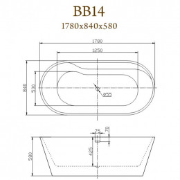 Ванна акриловая BelBagno BB14 178х84 белый