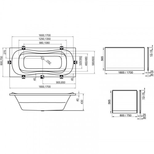 Ванна акриловая Ravak Campanula II CB21000000 180х80 белый