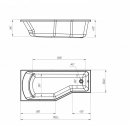 Акриловая ванна Marka One Convey 01кон1775п 170х75 белый/правая