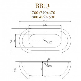 Ванна акриловая BelBagno BB13-1700 170х79 белый