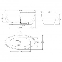 Акриловая ванна BelBagno BB69-1700-W0 169х82 без перелива белый
