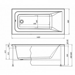 Акриловая ванна Aquanet Bright 145x70 239668