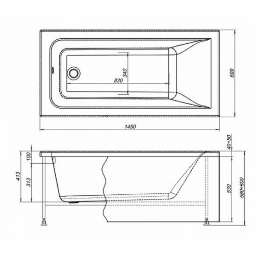 Акриловая ванна Aquanet Bright 145x70 239668