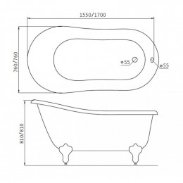 Акриловая ванна BelBagno BB06-1700 170x76 белый