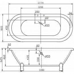 Акриловая ванна BelBagno BB21 177х80 белый