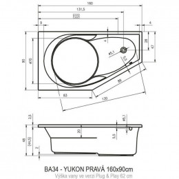 Акриловая ванна Riho Yukon Plug&Play 160 BD7400500000000, 160x90 см