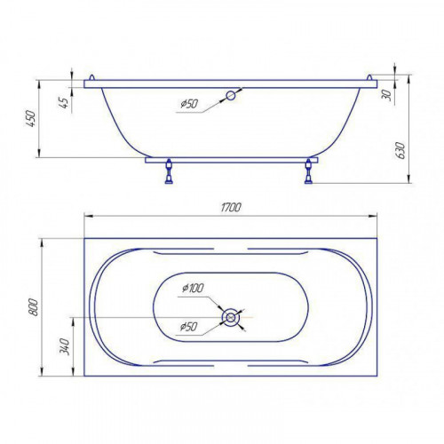Ванна из литьевого мрамора Эстет Астра ФР-00000620 170x80