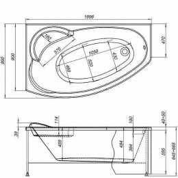 Акриловая ванна Aquanet Jersey 170x90 левая 205405 без гидромассажа