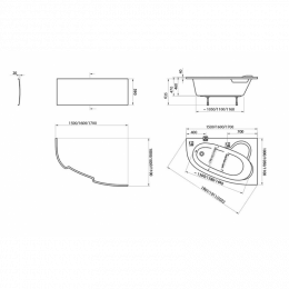 Акриловая ванна Ravak Asymmetric 150x100 без гидромассажа, L C441000000