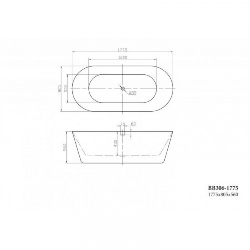 Акриловая ванна BelBagno BB306-1775 177.5х80.5 белый