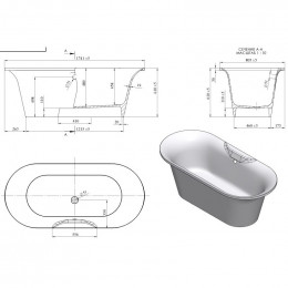 Ванна из литьевого мрамора Astra-Form Монако 174x80 см, литьевой мрамор
