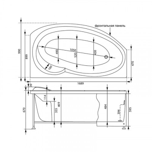 Акриловая ванна Aquanet Jersey 170x100 R 203989