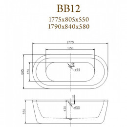 Ванна акриловая BelBagno BB12-1775 177х80 белый