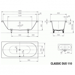 Стальная ванна Kaldewei Classic Duo 110 Easy-clean 291000013001