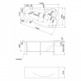 Ванна Marka One GRACIA R 150x94 без гидромассажа 01гр1590п