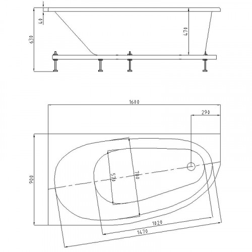 Акриловая ванна Aquatek Дива DIV160-0000002 160х90 правая