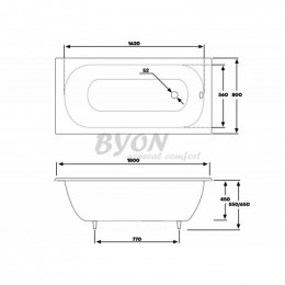 Чугунная ванна Byon 13M, 180 x 80 см, с ручками, Ц0000139