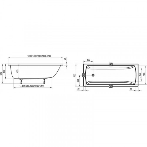 Ванна акриловая Ravak Classic II CC51000000 170х70