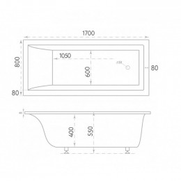 Ванна из литьевого мрамора Marmo Bagno Ницца MB-N170-80 170х80