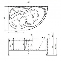 Акриловая ванна Aquanet Graciosa 150x90 левая 205325 без гидромассажа