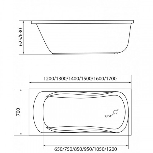 Ванна 1MarKa CLASSIC 130x70 01кл1370 А