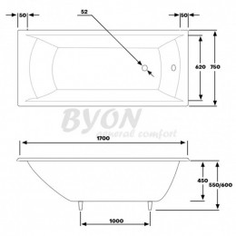 Чугунная ванна Byon Milan V0000083 170x75 см без ручек