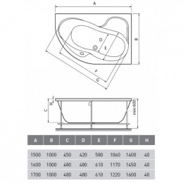Ванна акриловая Relisan Adara Гл000013734 R 160х100 белый