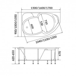 Акриловая ванна Marka One Diana 01ди1590п 150x90 белый/правая