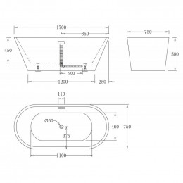 Акриловая ванна BelBagno BB61-1700 170х75 белый