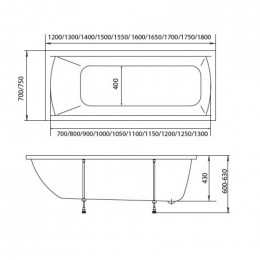 Акриловая ванна Marka One Modern 01мод1870 180х70 белый