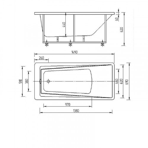 Акриловая ванна Aquatek Либра LIB150-0000024 150х70 с экраном, с каркасом (разборный), со слив-переливом
